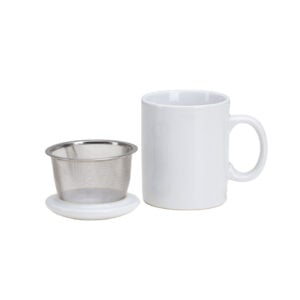White infuser mug with lid.