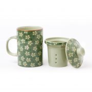 Infuser Tea Mug – Green with Daisies