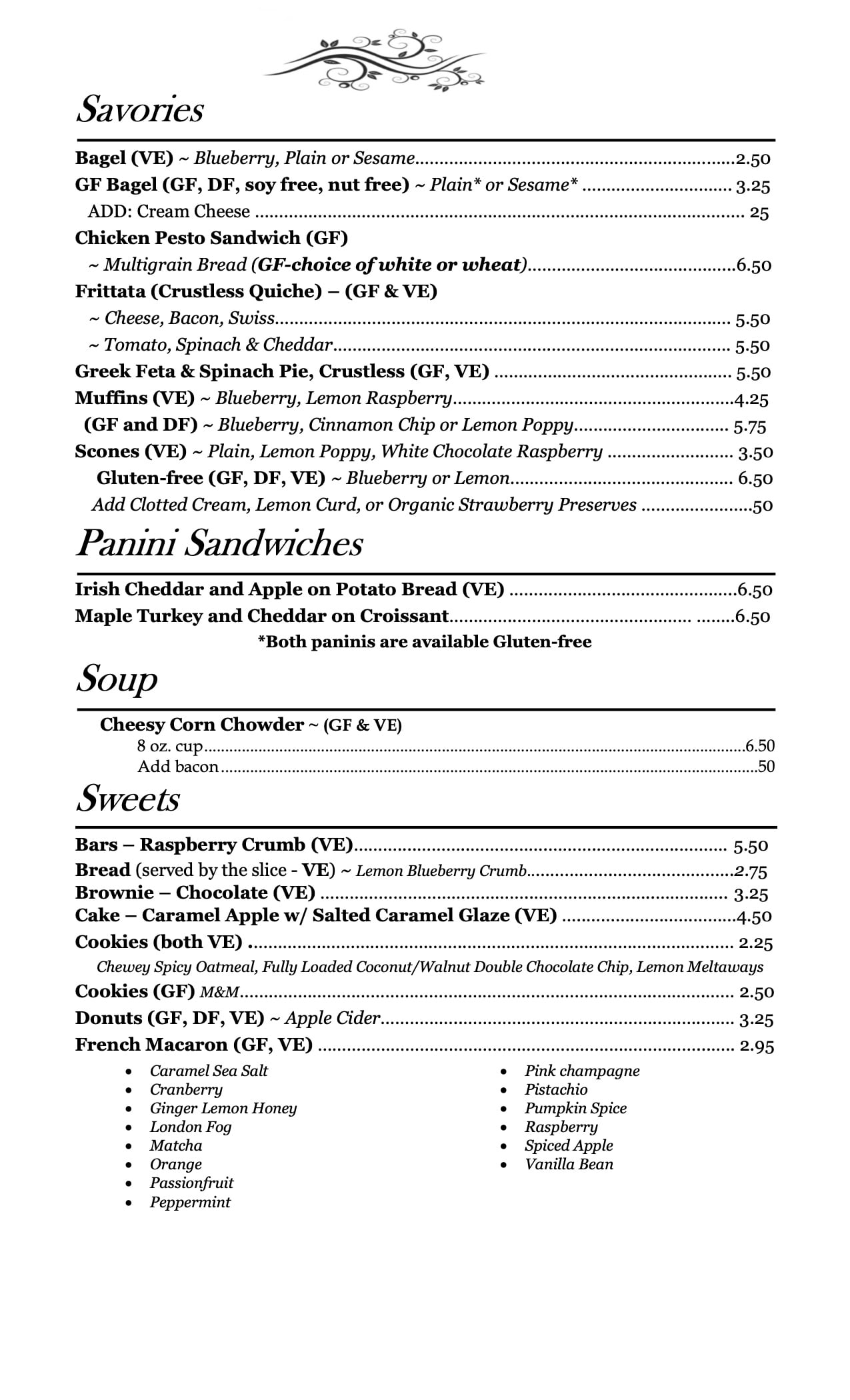 menu
